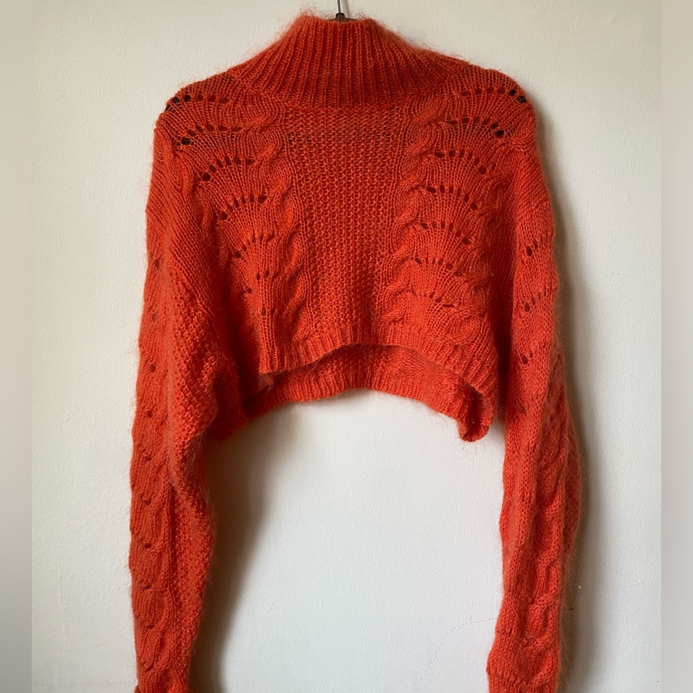 bright orange/red cropped sweater
